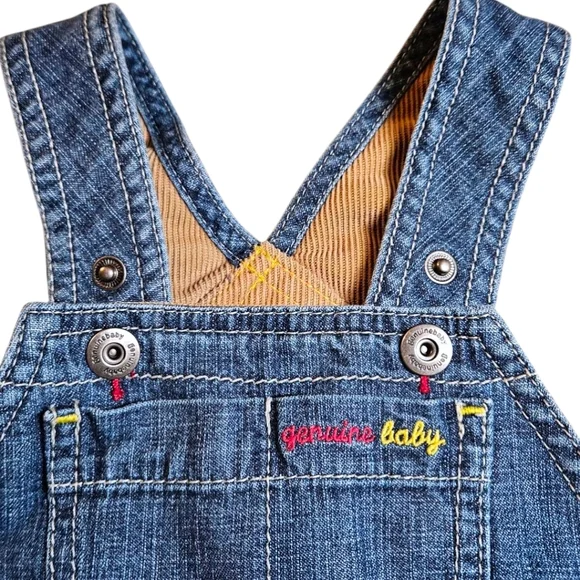 Denim Overalls 100% Cotton Genuine Baby by Oshkosh B'gosh Sz 9 Months Y2K - Picture 4 of 10